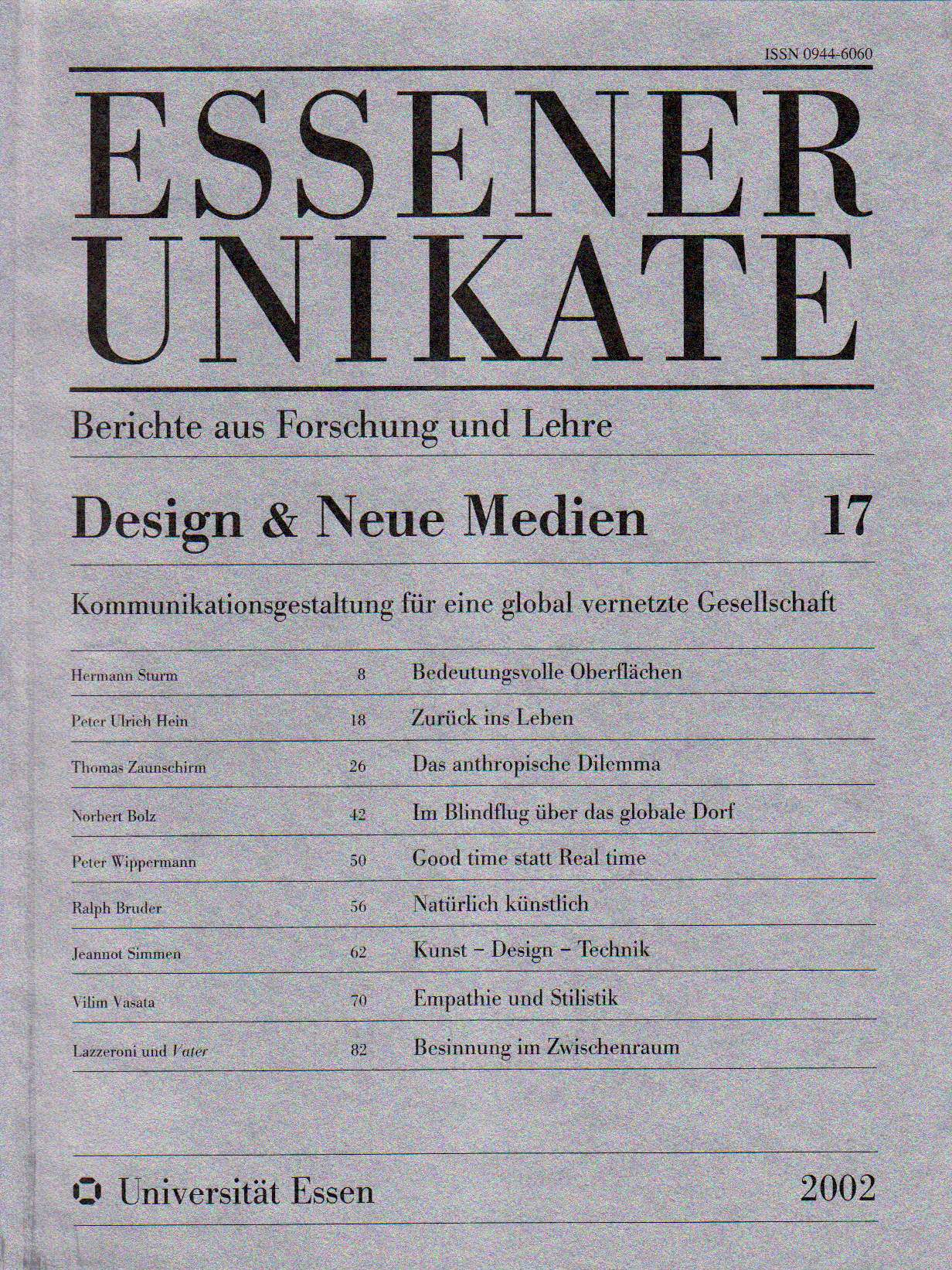 Deckblatt von UNIKATE Heft 17