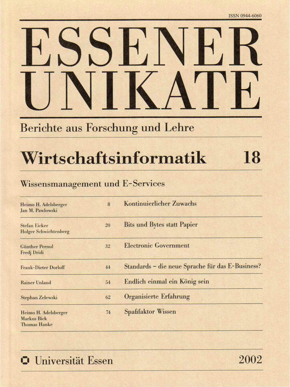 Deckblatt von UNIKATE Heft 18