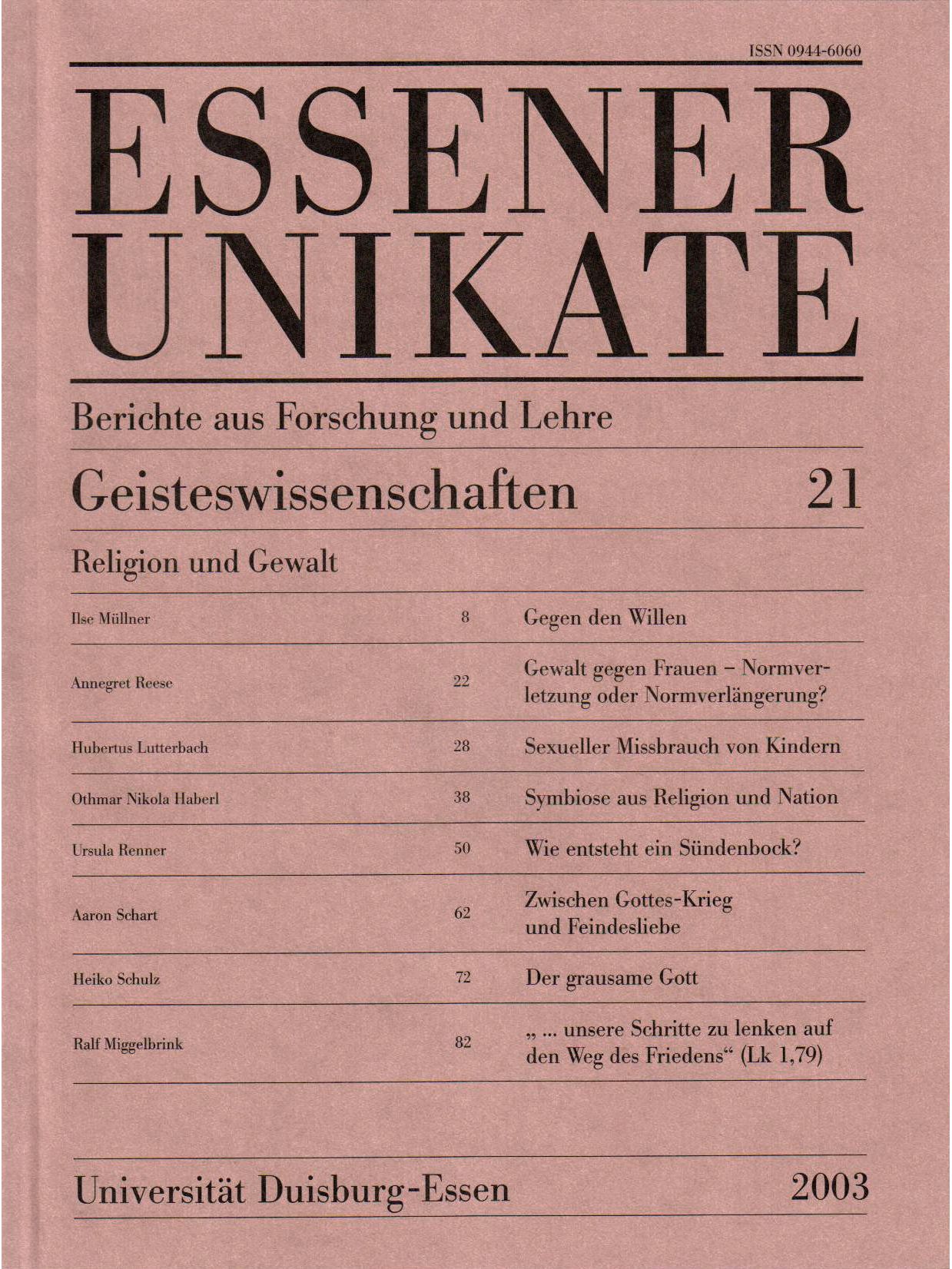 Deckblatt von UNIKATE Heft 21