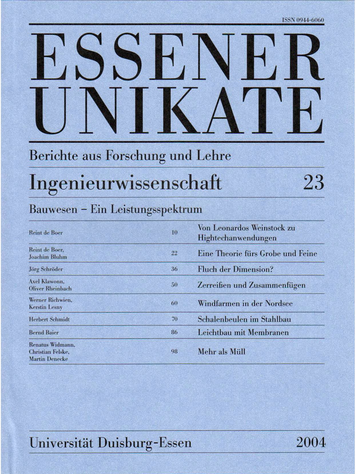 Deckblatt von UNIKATE Heft 23