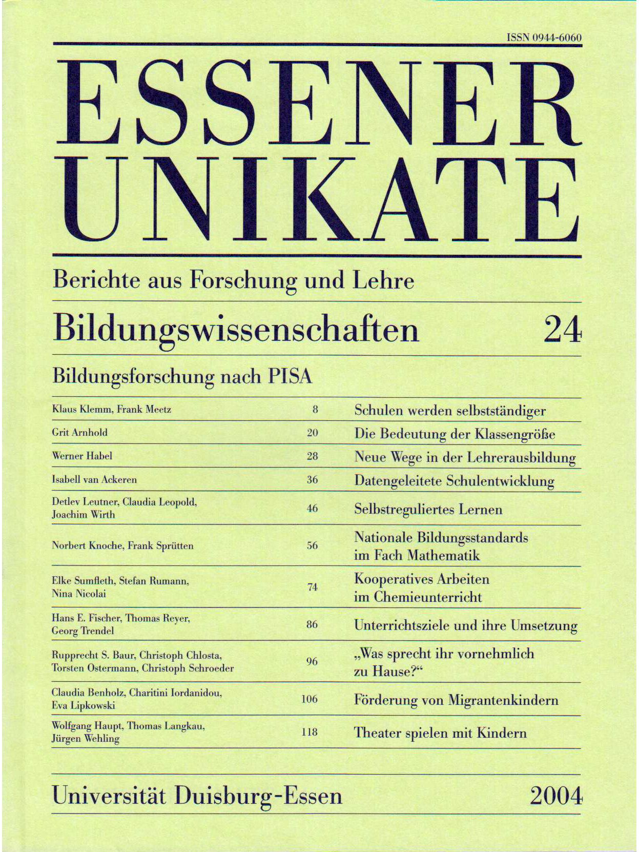 Deckblatt von UNIKATE Heft 24
