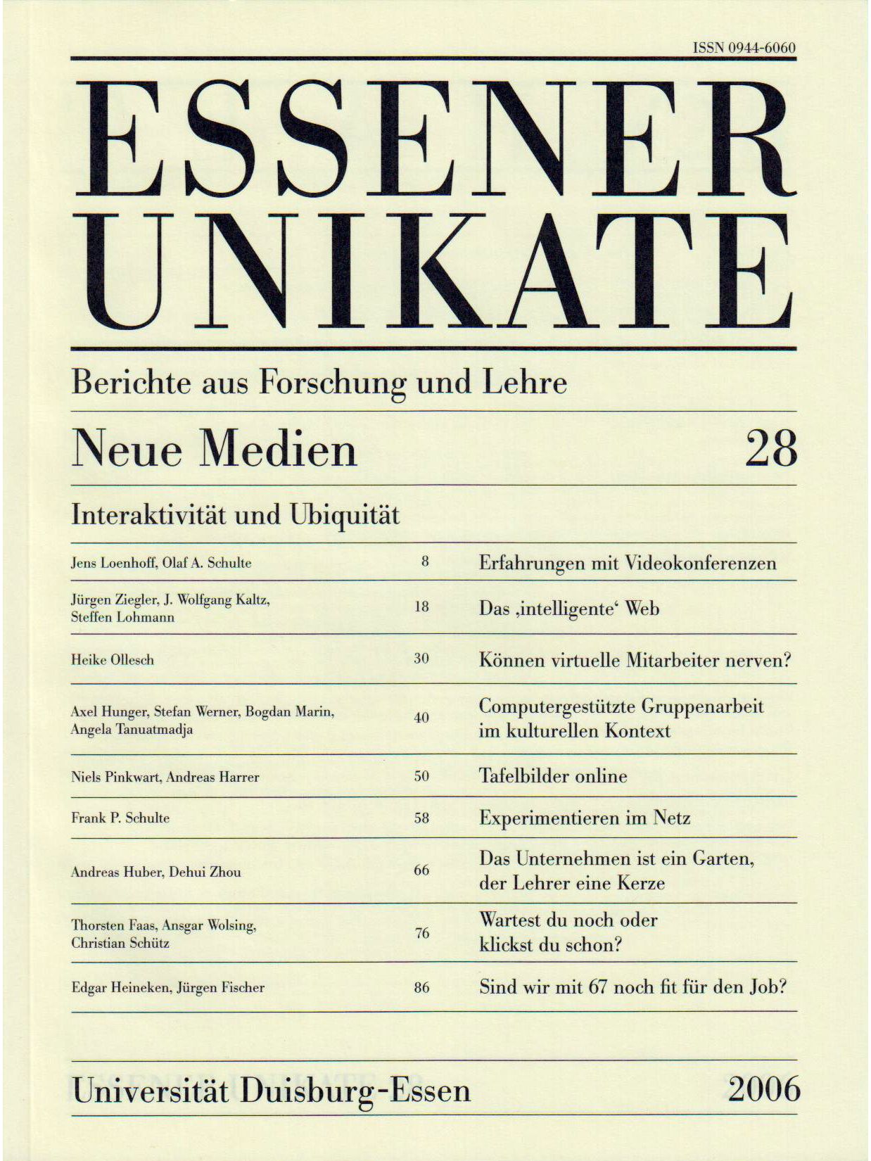 Deckblatt von UNIKATE Heft 28