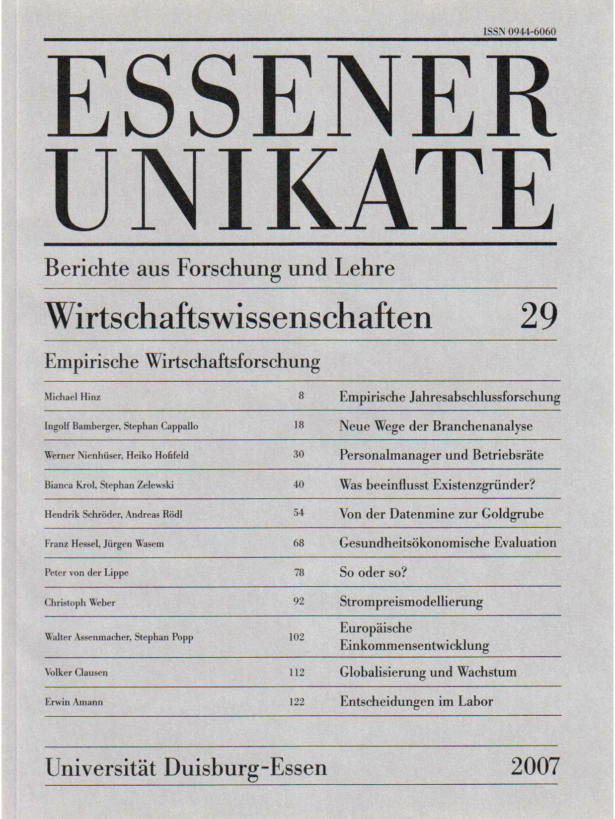 Deckblatt von UNIKATE Heft 29