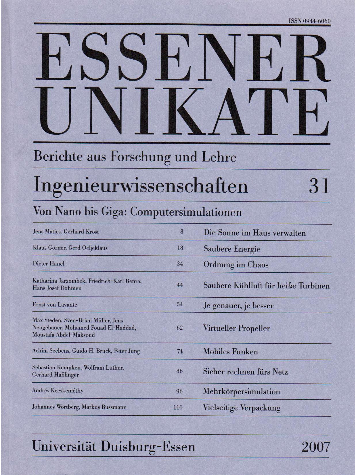 Deckblatt von UNIKATE Heft 31