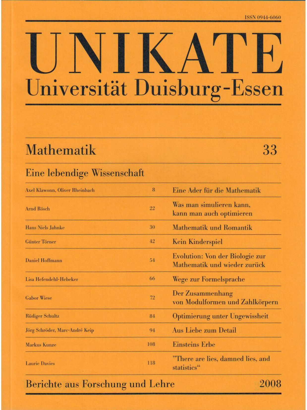Deckblatt von UNIKATE Heft 33