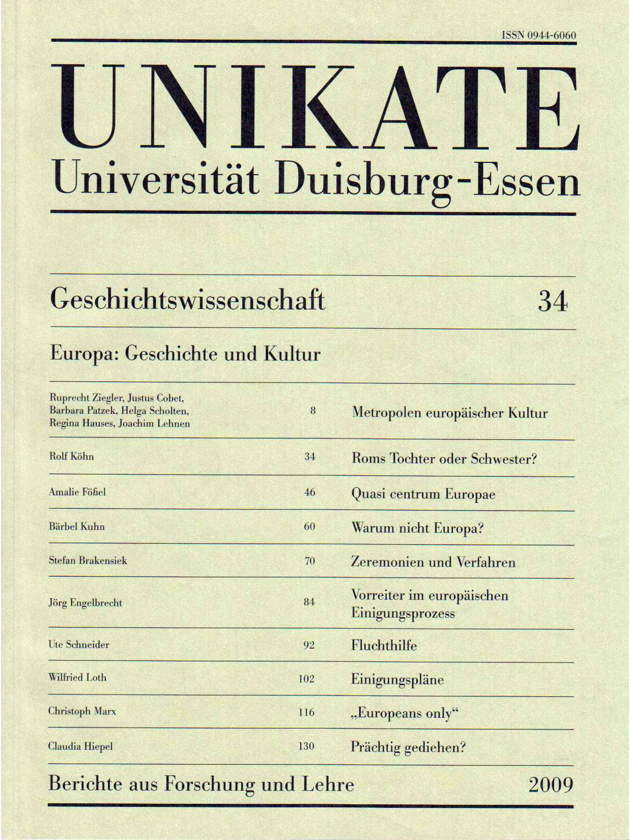 Deckblatt von UNIKATE Heft 34