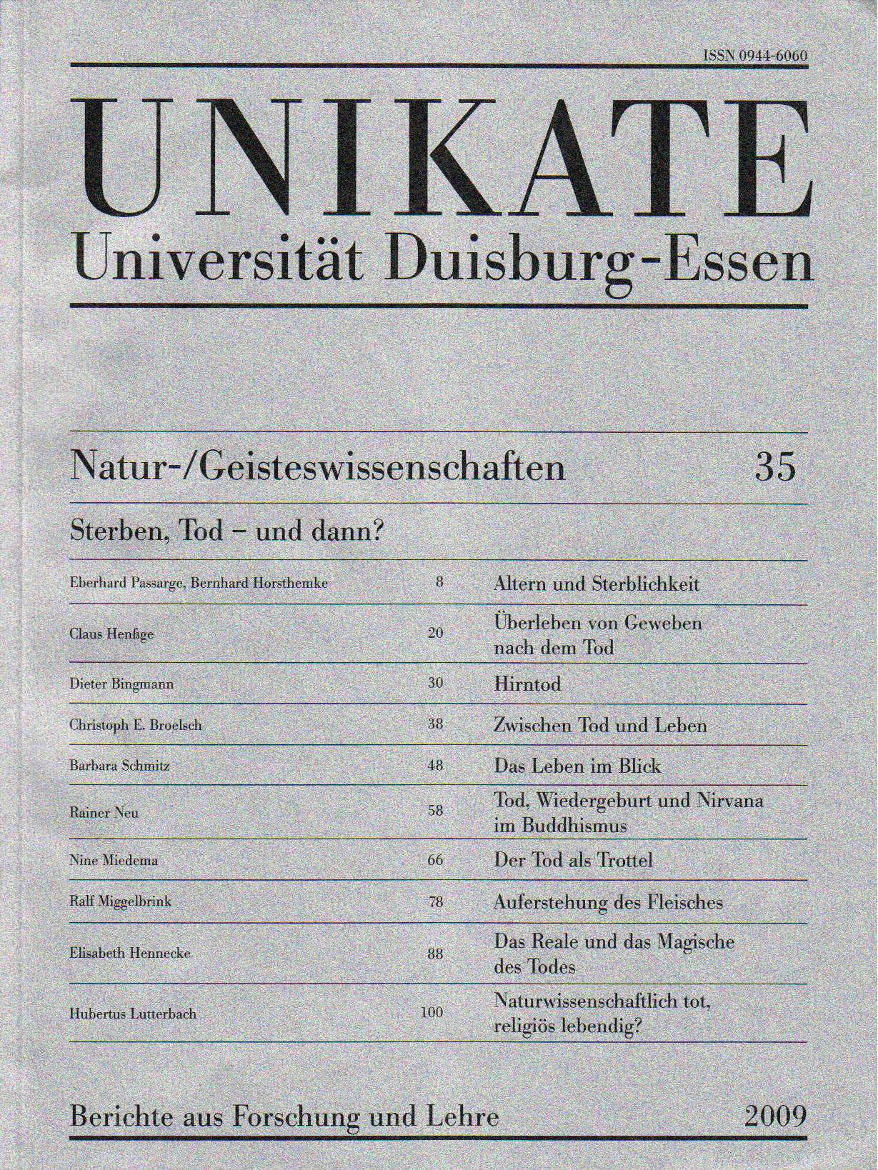 Deckblatt von UNIKATE Heft 35