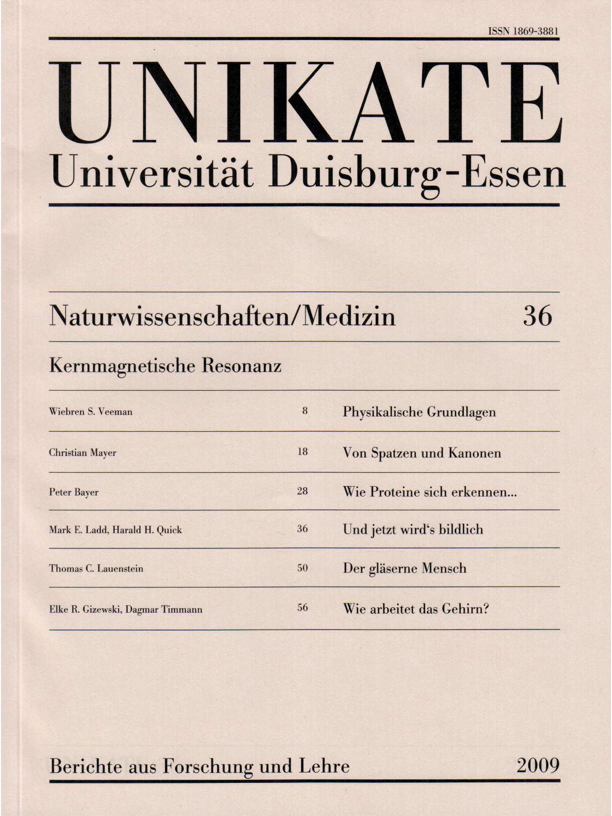 Deckblatt von UNIKATE Heft 36