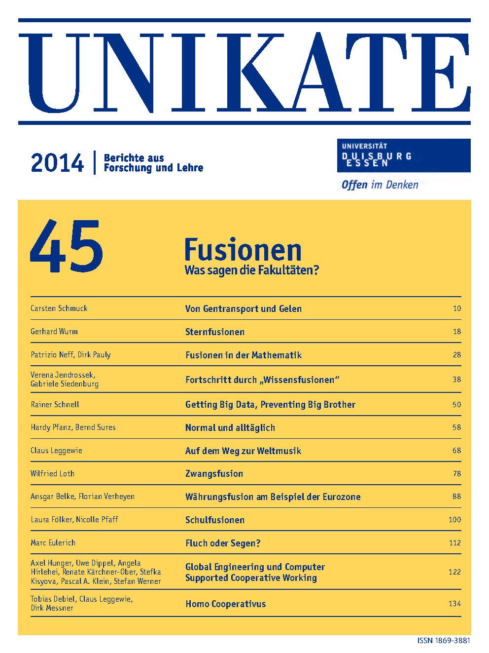 Deckblatt von UNIKATE Heft 45