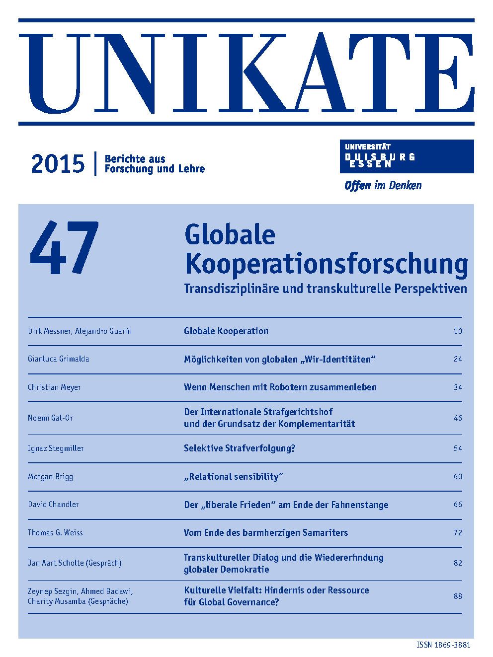 Deckblatt von UNIKATE Heft 47