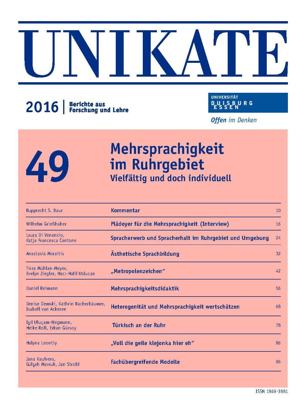 Deckblatt von UNIKATE Heft 49