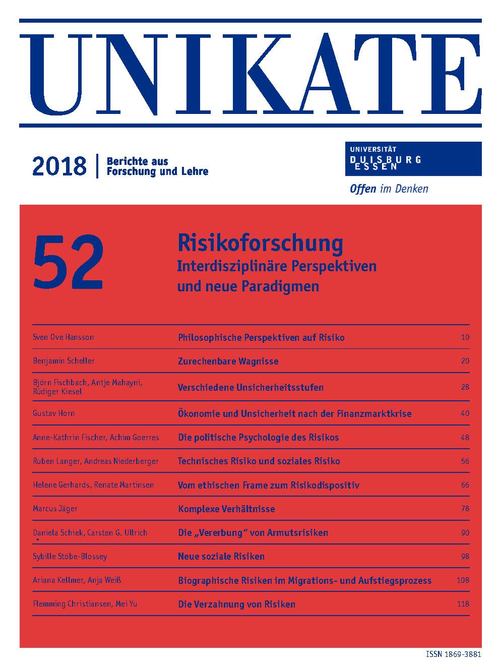 Deckblatt von UNIKATE Heft 52