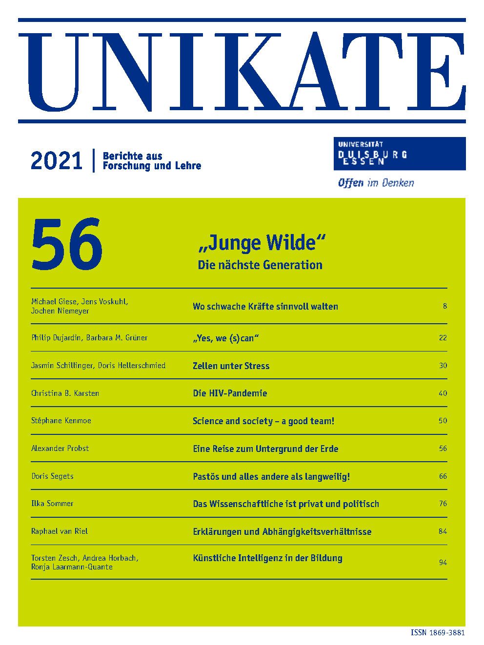 Deckblatt von UNIKATE Heft 56