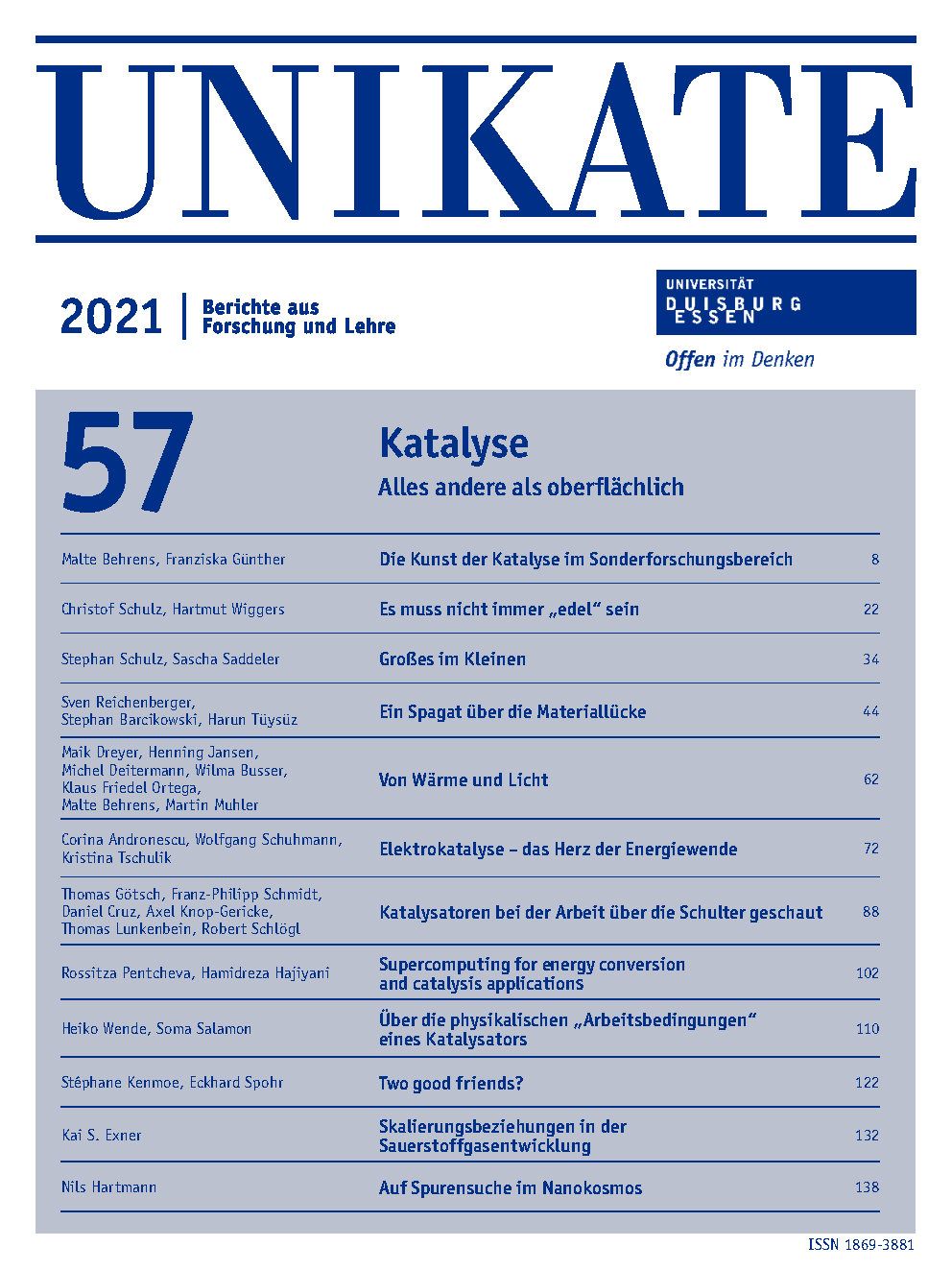 Deckblatt von UNIKATE Heft 57