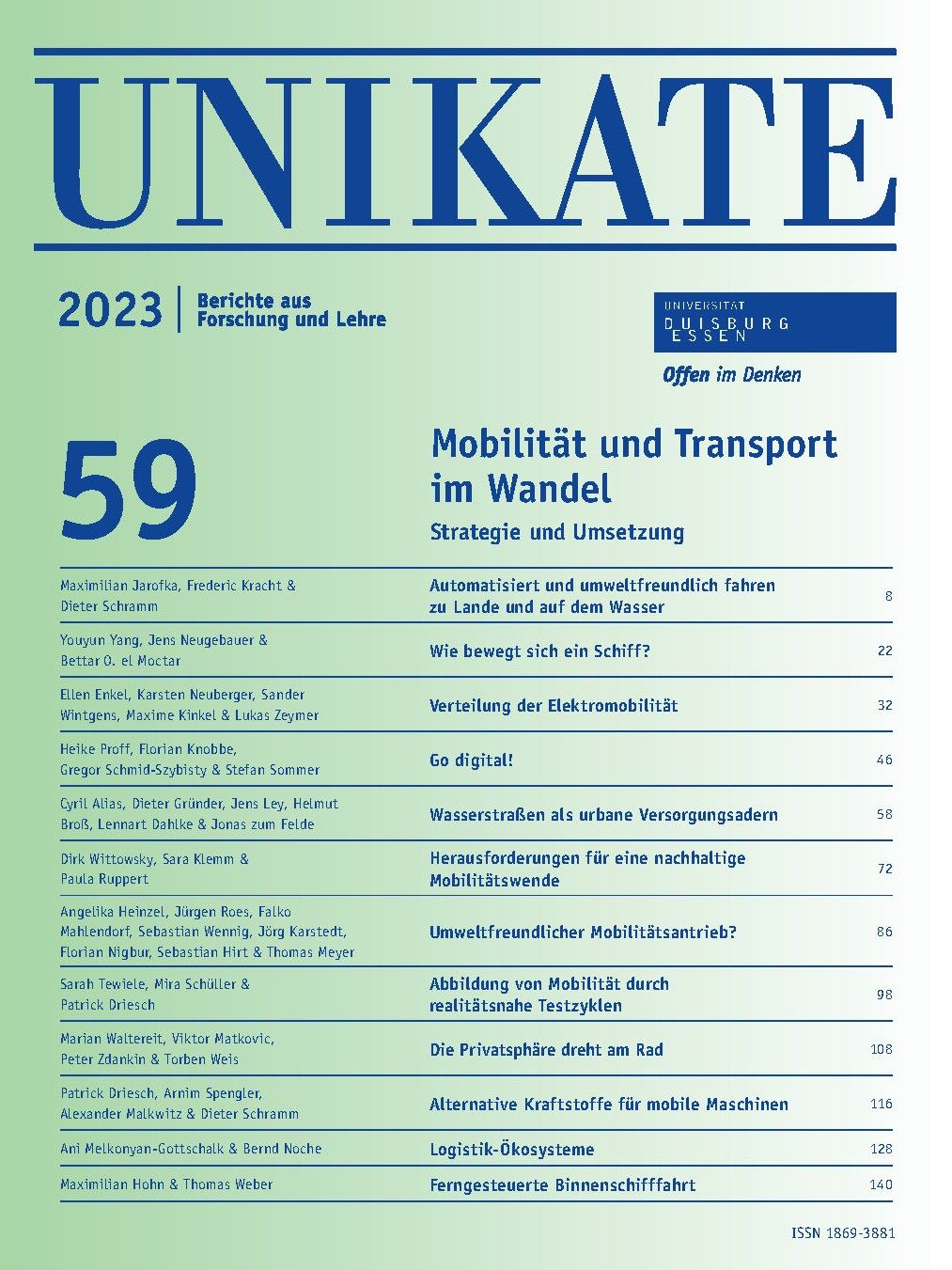 Deckblatt von UNIKATE Heft 59