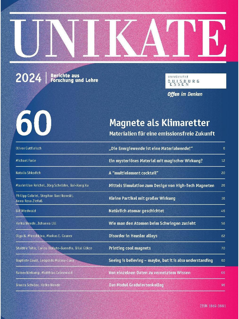Deckblatt von UNIKATE Heft 60