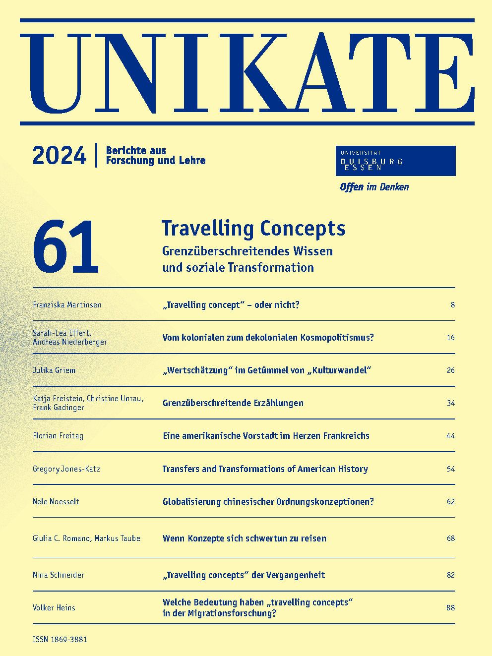 Deckblatt von UNIKATE Heft 61