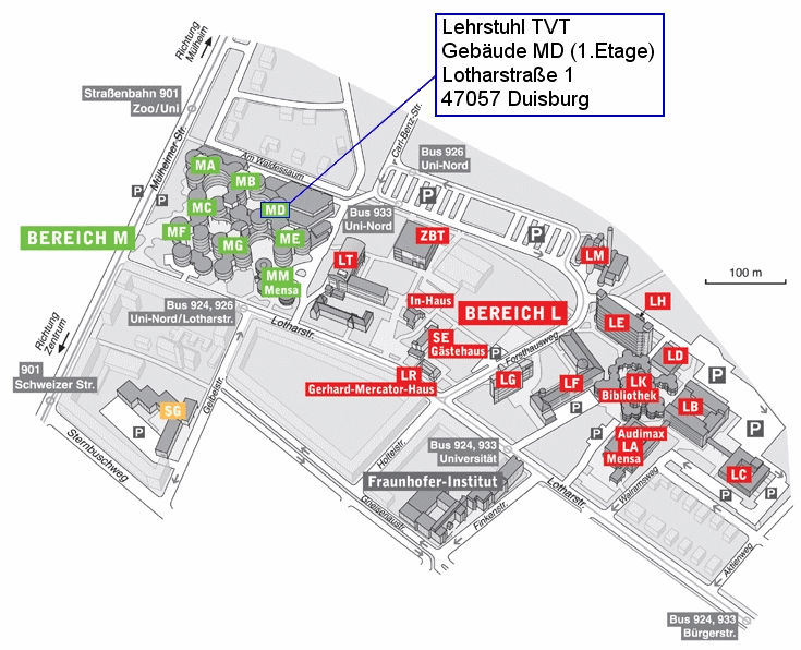 Lageplan des Instituts der Thermischen Verfahrenstechnik in Duisburg